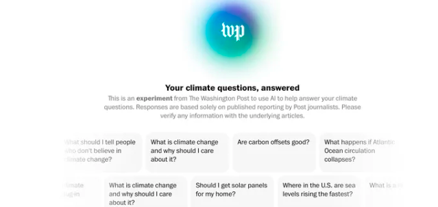 Washington Post lança chatbot de IA para responder perguntas sobre clima