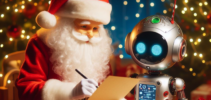Der Weihnachtsmann stellt einen KI-Roboter ein, der beim Verfassen von Weihnachtsbriefen hilft