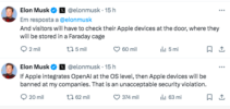 Musk ameaça proibir dispositivos da Apple; entenda